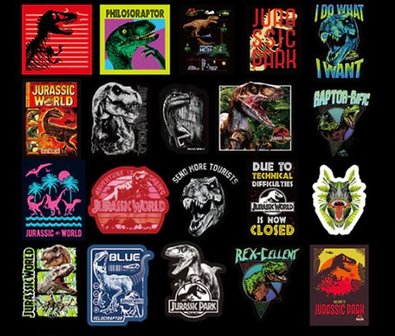 Jurassic Park sticker set (75 stuks) - Filmspullen.nl