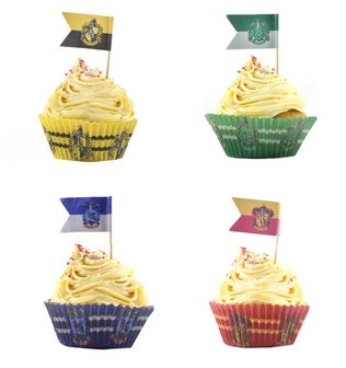 Harry Potter cupcake set met vlaggetjes (96 stuks) - Filmspullen.nl