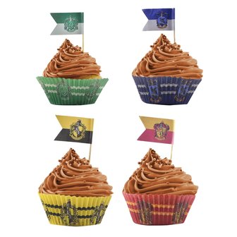 Harry Potter cupcake set met vlaggetjes (96 stuks) - Filmspullen.nl