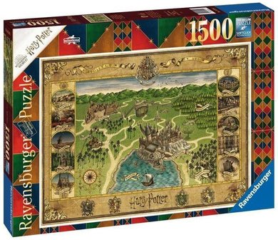 Harry Potter Hogwarts kaart puzzel Ravensburger [1500 stukjes] - filmspullen.nl