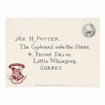 Harry Potter tinnen bord toelatingsbrief Hogwarts - filmspullen.nl