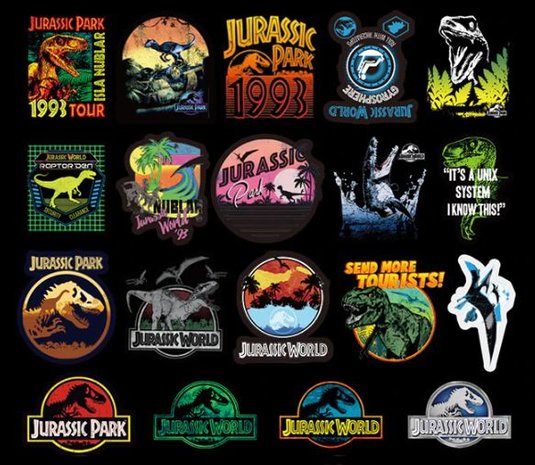 Jurassic Park sticker set (75 stuks) - Filmspullen.nl