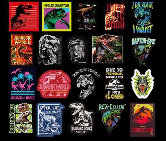 Jurassic Park sticker set (75 stuks) - Filmspullen.nl
