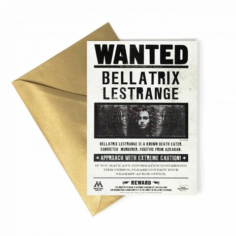 Harry Potter 3D wenskaart - Bellatrix Wanted poster - filmspullen.nl