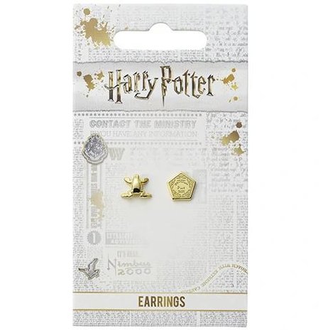 Harry Potter Chocolate Frog & Box vergulde oorbellen [The Carat Shop] - filmspullen.nl