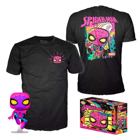 Funko T-shirt & Pop! Marvel: Spider-Man [Black Light] [Exclusive] - filmspullen.nl