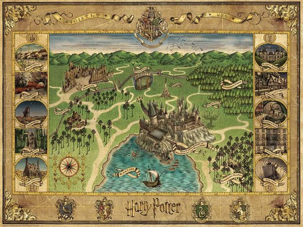Harry Potter Hogwarts kaart puzzel Ravensburger [1500 stukjes] - filmspullen.nl